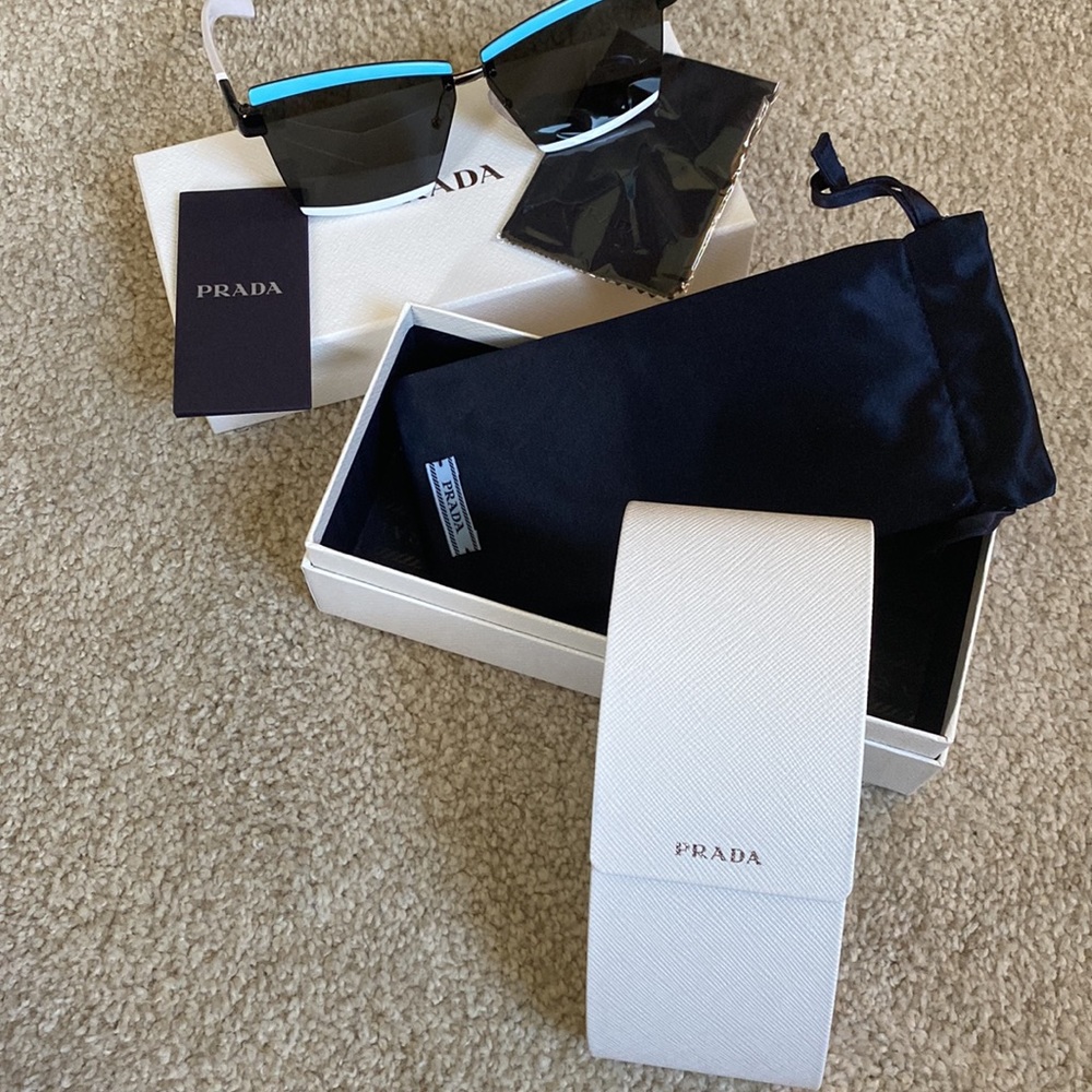 Prada 66 mm rectangular sunglasses with case - image 3
